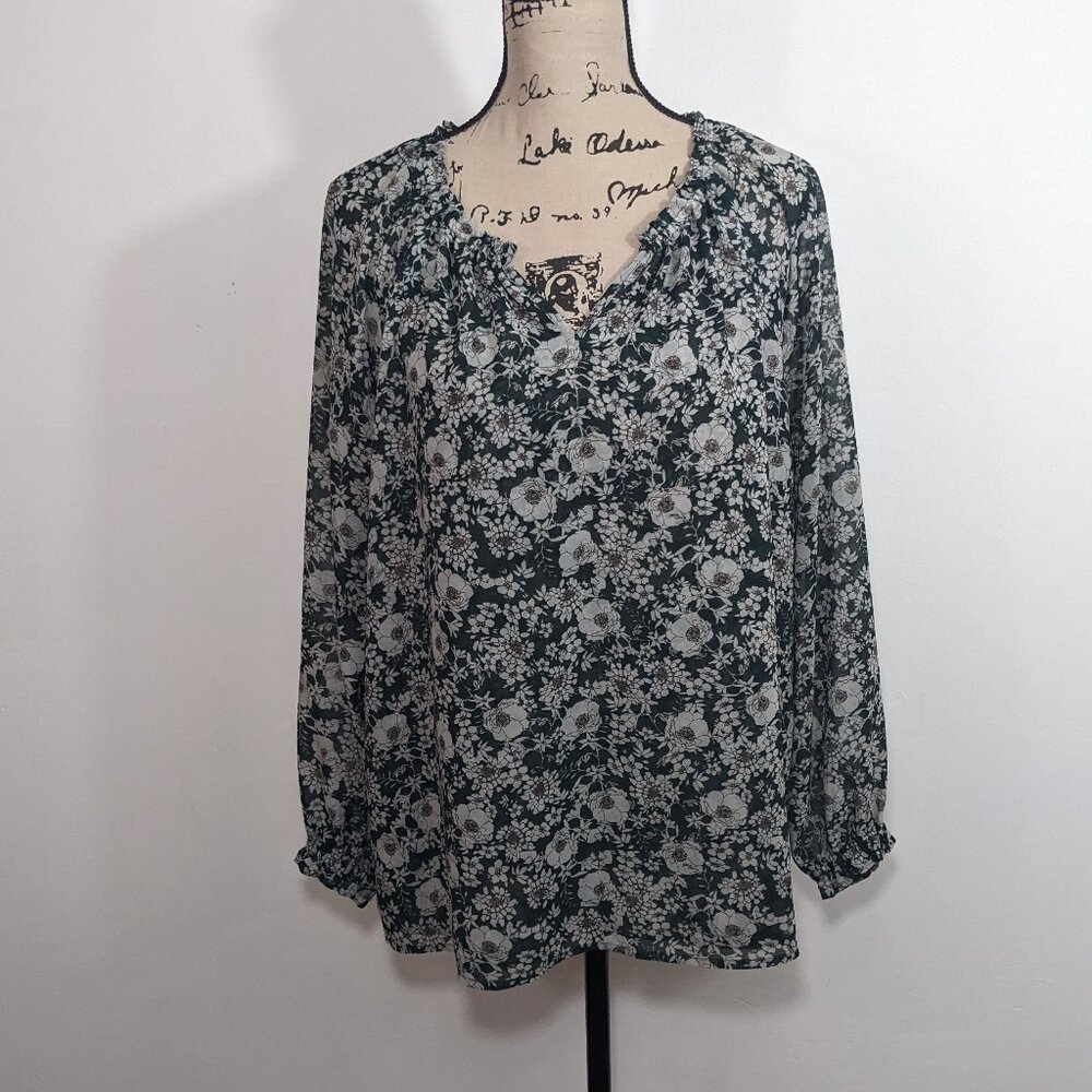 CAbi 3765 Bianca Floral Top Pullover Peasant Fairy Cottage Coastal Boho XS